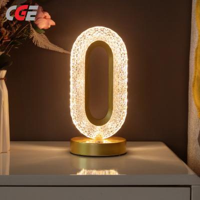 CGE-DEL-C21 Bedside Table Lamp Cordless Long Touch Stepless Dimming 3 Color Modes Nursery Night Light 