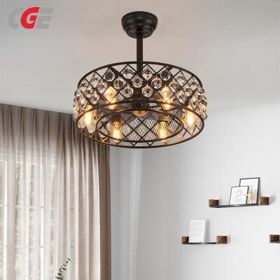 CGE-1201 Black Caged Ceiling Fans with Lights - Modern Enclosed Ceiling Fan with Remote Control