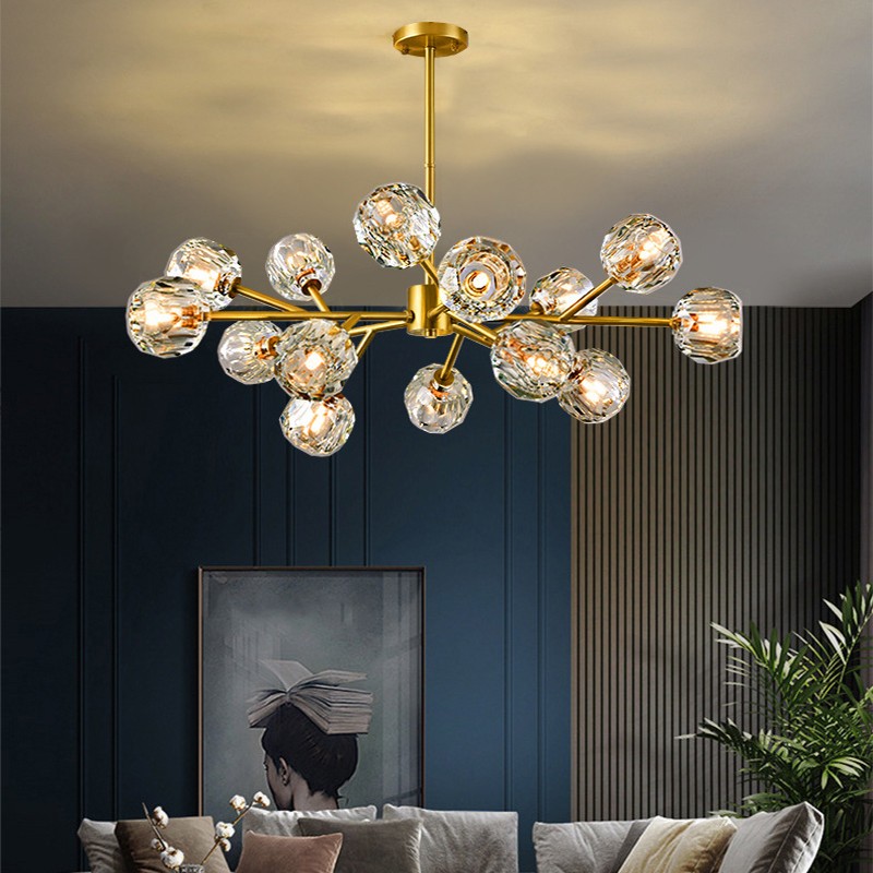 CGE-5811 Chandelier with Frosted Glass Modern Pendant Light Molecules Geometric Ceiling Light Hanging Lighting for Living Room 
