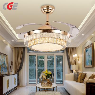 CGE-7192A Modern ceiling light fan Dimmable LED light Retractable Blades Chandelier