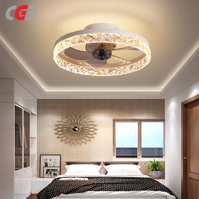 CGE-8225 Ceiling Fan with Lights, Semi Flush Mount Low Profile Fan Light LED  Remote Control Dimming 6-Level Wind Speed with Hidden Blades