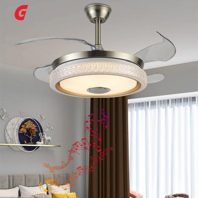 CGE-B6200 42 inch Retractable Ceiling Fan with Lights Remote Control Dimmable LED Smart Indoor Ceiling Fan 6-Speed Noiseless DC Motor  Indoor Outdoor Ceiling Fans for Patios  Living Rooms