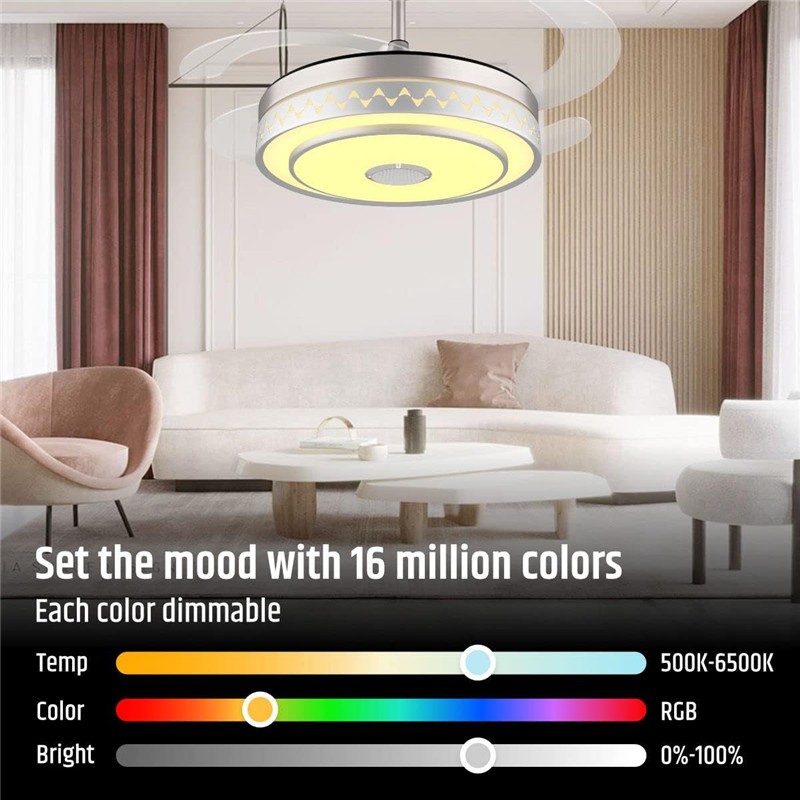 CGE-BFL-406 RGB Ceiling Fans with Lights Bluetooth Ceiling Fan with Speake for Kids Bedroom