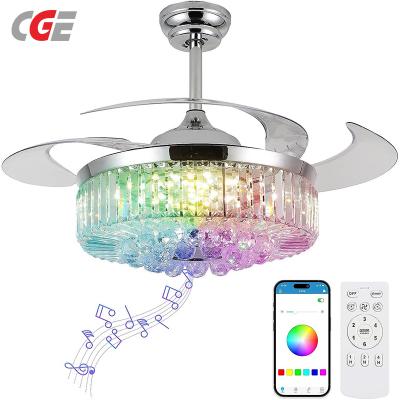 CGE-BFL-8206 Crystal Ceiling Fan with Lights Smart Bluetooth Music Player for Living Room Bedroom