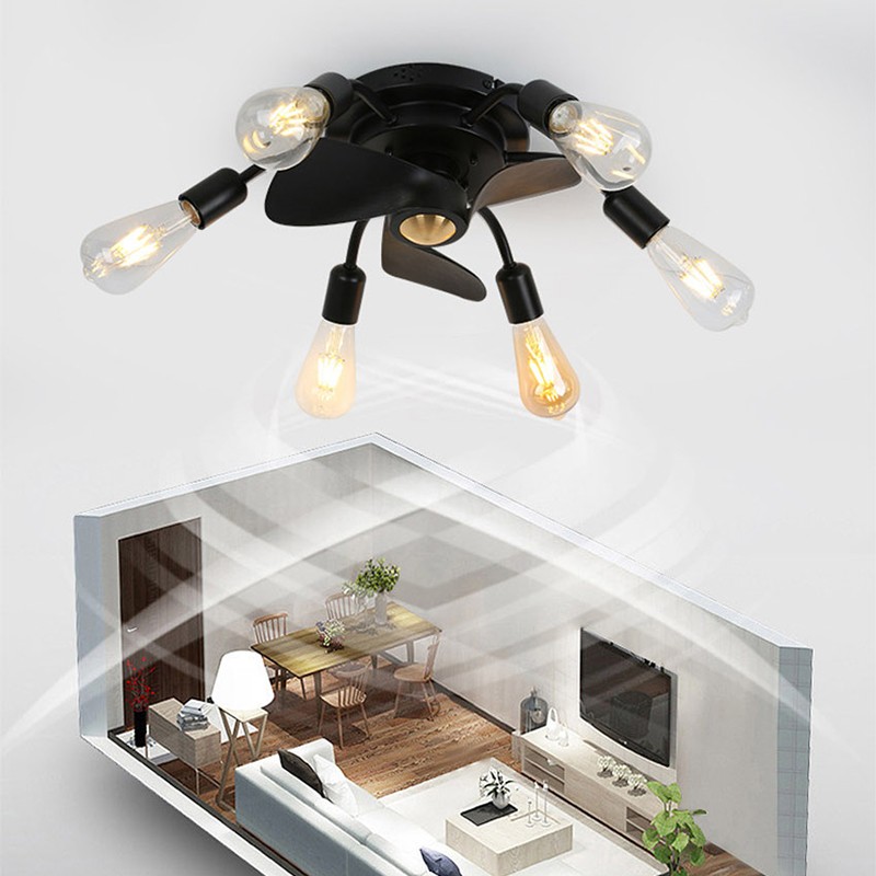 CGE-D1053 Industrial Ceiling Fan with Lights Farmhouse Caged Ceiling Fan with Noiseless Motor Remote Control and 6-Speed Adjustable