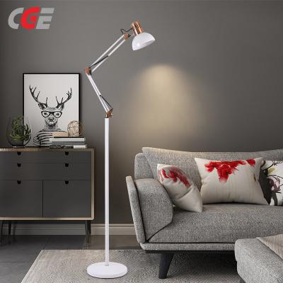 CGE-DEL-930 LED Floor Lamp Retro Metal Swivelling Floor Lamp Study Height Adjustable E27 Socket Max. 60 W Reading Lamp for Bedroom Office Studio Living Room