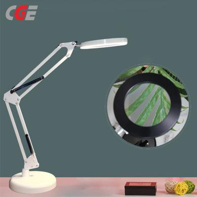 CGE-DEL-FD01 Magnifying Desk Lamp 8X Magnifier Light LED Magnifying Lamp with Base Stand Magnifying Glass for Reading Sewing 