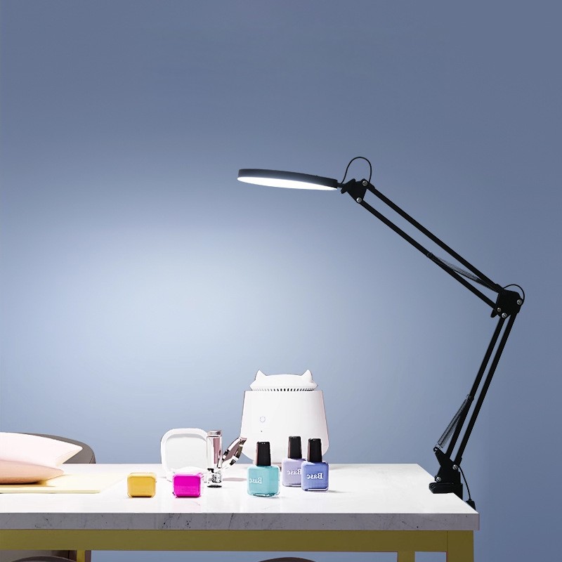 CGE-DEL-FD02 Foldable Professional 5X/8X Magnifying Glass Desk Lamp Magnifier LED Light Reading Lamp Tool with Three Dimming Modes USB Power