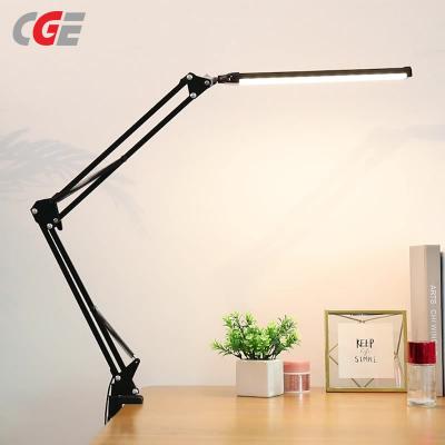 CGE-DEL-LT01 LED Desk Lamp Clamp- on LED Table Light Adjustable Metal Swing Arm Desk Lamp with 3 Color Modes for Home Study Work Live Streaming 