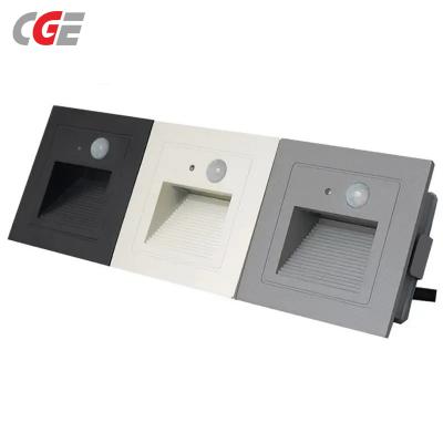 CGE-DJ030W-P05 AC110V/220V Smart Motion Sensor Square LED Stair Lights For Indoor or outdoor Wall Recessed Lights Step Corner Lamp