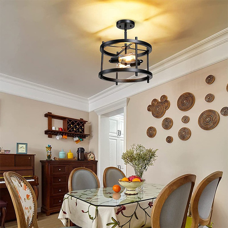 CGE-PD010 Farmhouse Drum Chandelier for Dining Room