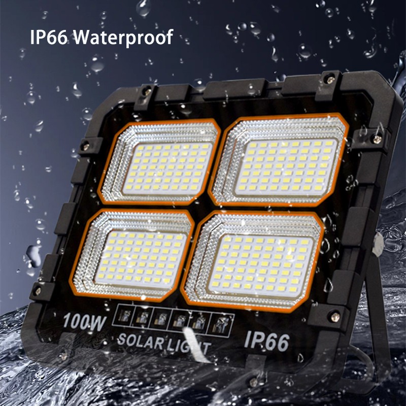 CGE-RVC092 LED Solar Flood Lights Street Flood Light Outdoor IP66 Waterproof with Remote Control Security Lighting for Yard Garden Gutter Swimming Pool Pathway Basketball Court  Arena