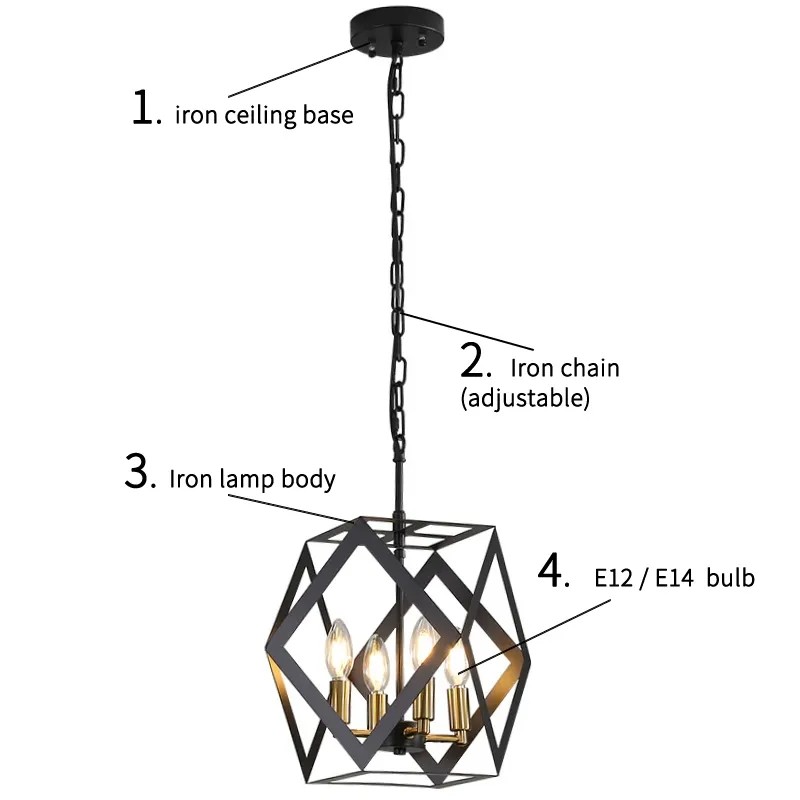 CGE-TL004-4 Creative Personality Cage Ceiling Lamp