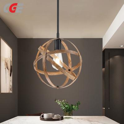 CGE-TL023B Wooden Orb 1 Light Chandelier