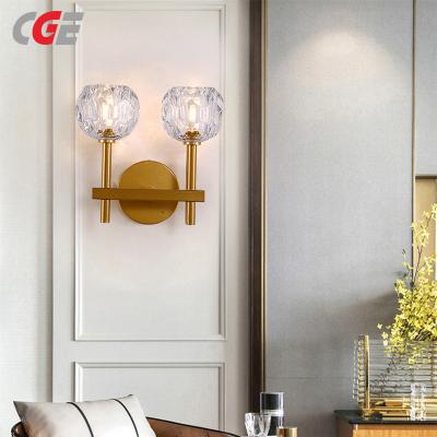 CGE-WL-1017 Crystal Wall Sconce Vintage Solid Brass Wall Sconce with Clear Crystal Globe