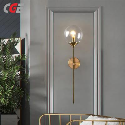 CGE-WL-1550 Modern Wall Lamp with Glass Shade Glass Globe Wall Sconce Metal Wall Light Fixture Wall Mounted Sconce 1 Light for Bedroom Kitchen Living Room