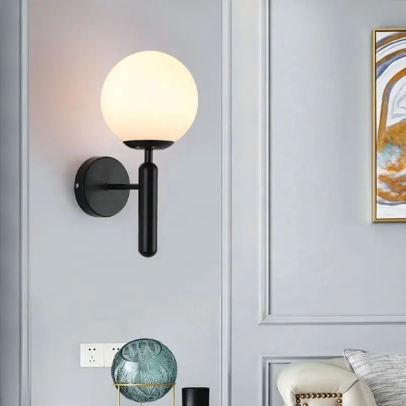 CGE-WL-S02 Gold Modern Wall Sconce Golden Mid Century Industrial Matte Globe Glass Wall Light for Bedroom Vanity Light